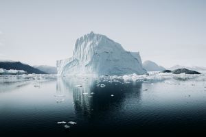 Iceberg reflected in dark sea